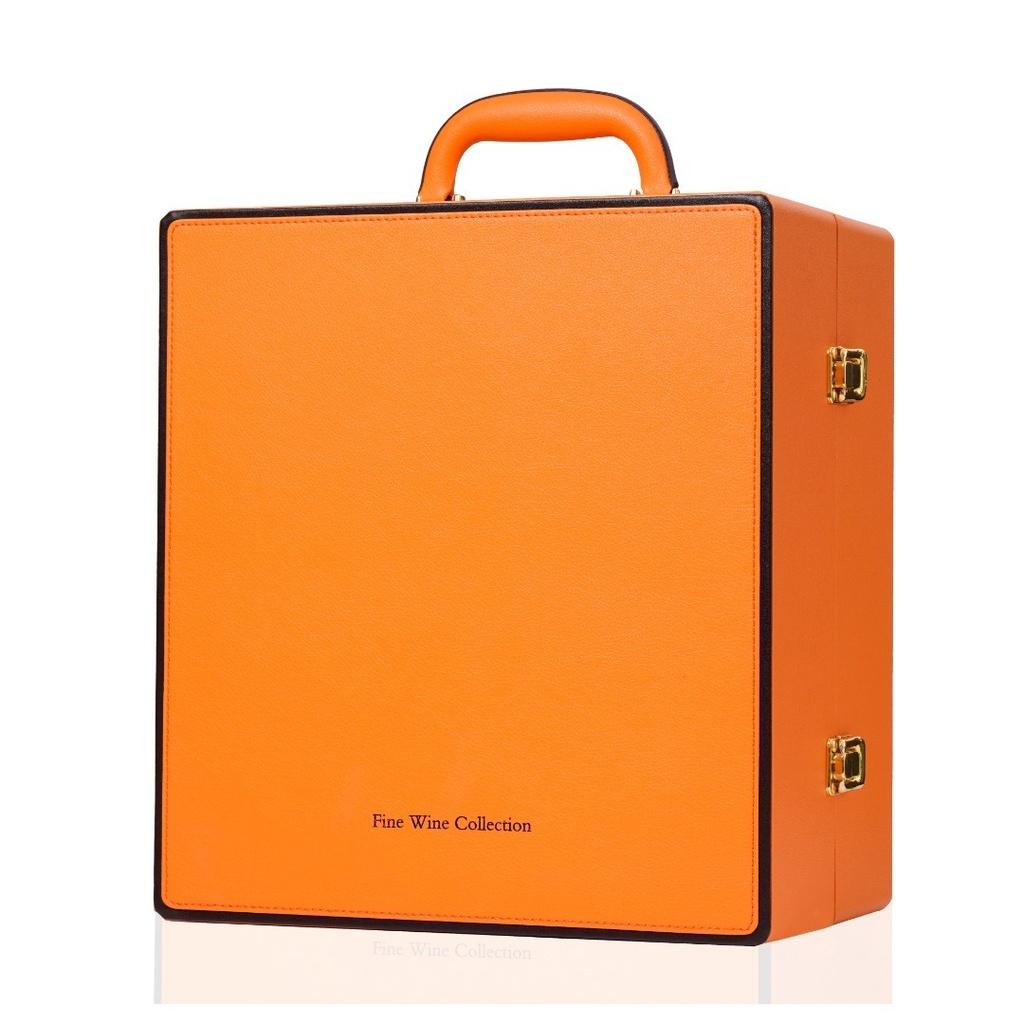 Dream 6-Bottle Leather Wine Case - Orange