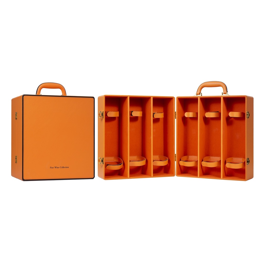 Dream 6-Bottle Leather Wine Case - Orange
