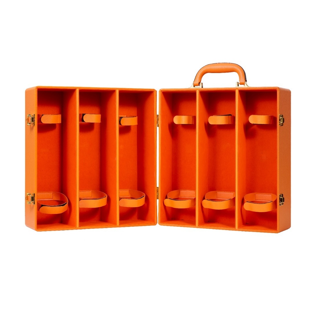 Dream 6-Bottle Leather Wine Case - Orange