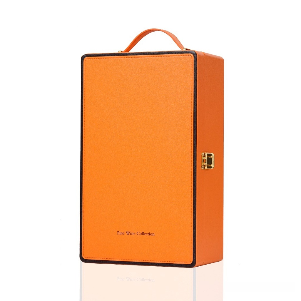 Dream 2-Bottle Leather Wine Case with Tools - Orange
