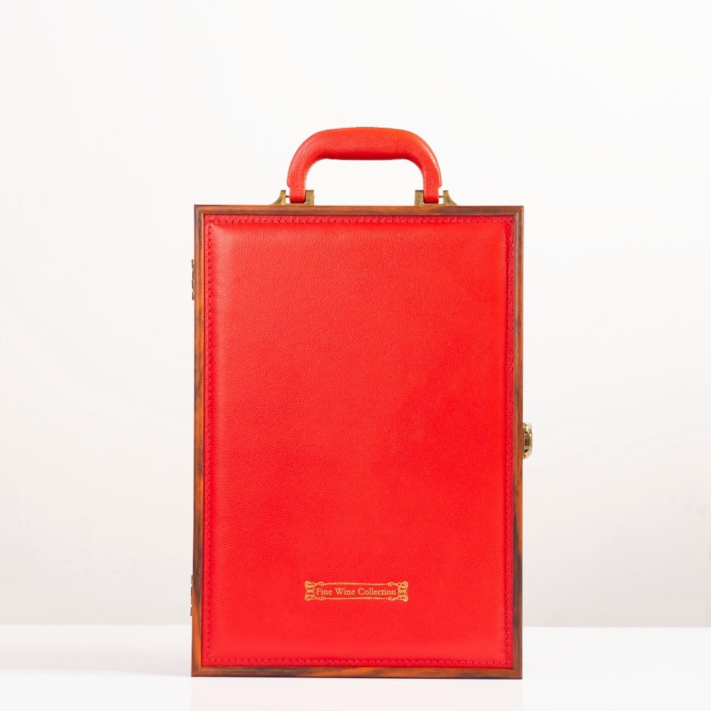 Lucky Red 2-Bottle Leather &amp; Wood Gift Box with Tools