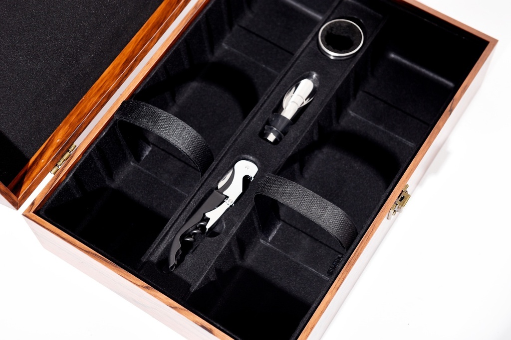 Lucky Red 2-Bottle Leather &amp; Wood Gift Box with Tools