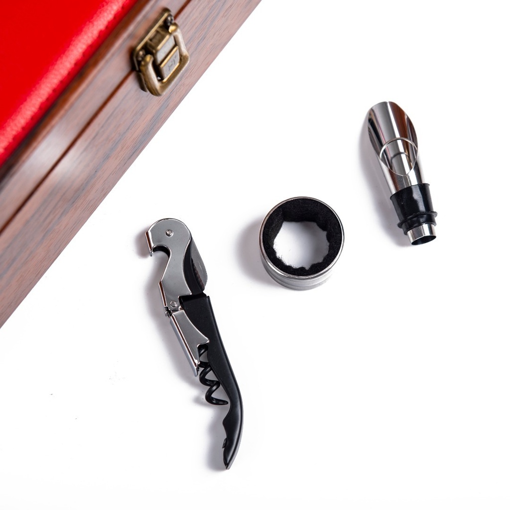 Lucky Red 2-Bottle Leather &amp; Wood Gift Box with Tools