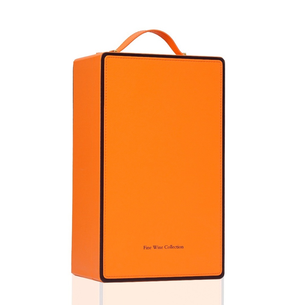 追梦双支红酒皮盒（橙） Dream 2-Bottle Leather Wine Case with Tools - Orange