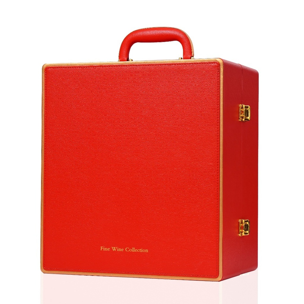追梦六支红酒皮盒（红） Dream 6-Bottle Leather Wine Case - Red